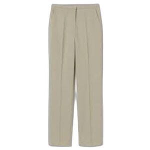 Yansi Fugel Taupe Khaki High Waist Pants Tapered Relaxed Leg Casual Trousers 6